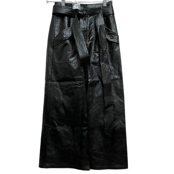 Rails Edem Skirt Black Faux Crinkle Leather Women's Size XXS New With Tags - Picture 2 of 12